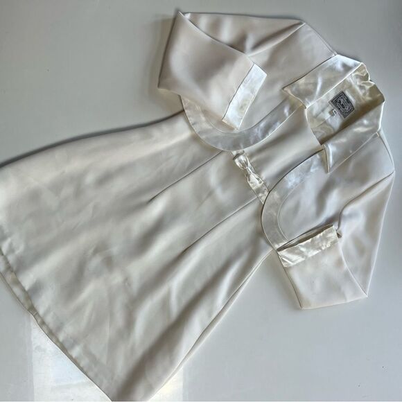 Vintage 1990s y2k Girls Ivory 2 Piece Formal Bow Dress and Jacket Set - Picture 2 of 9